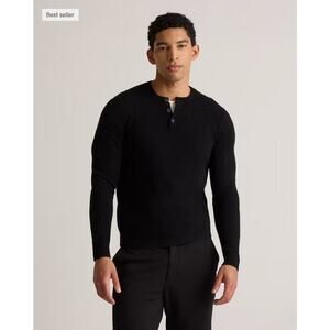 Quince Men's Mongolian Cashmere Henley Sweater Black Medium NWT